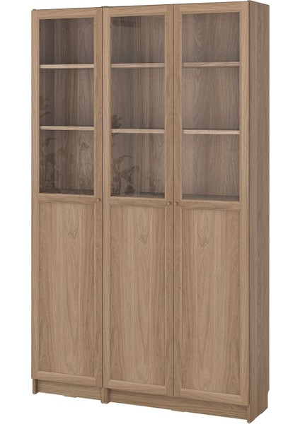 Cam/panel Kapaklı Kitaplık, Meşe Görünümlü, 120X30X202 cm