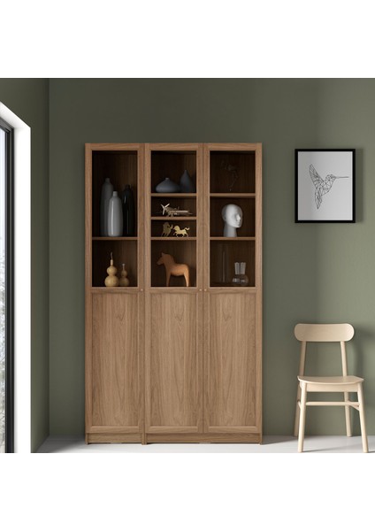 Cam/panel Kapaklı Kitaplık, Meşe Görünümlü, 120X30X202 cm fiyatları