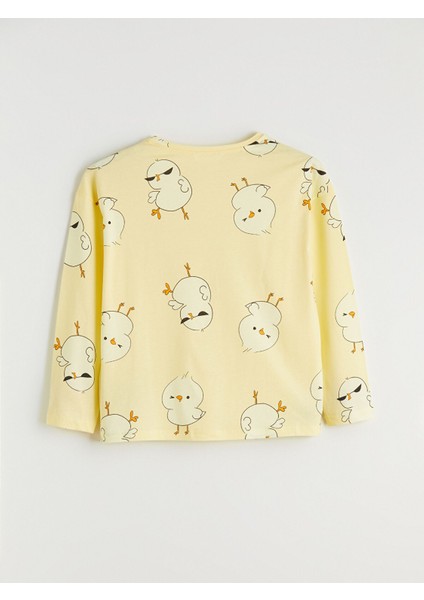 Yeni Sezon Bisiklet Yaka Baskılı Kadın Pijama Takımı modelleri