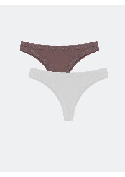 Yeni Sezon Dantel Detaylı Brazilian Külot 2'li