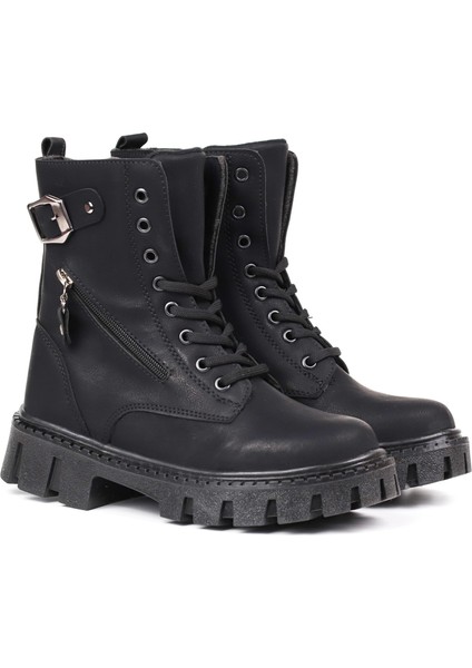 Kadın Siyah Postal Bot – Kalın Taban Fermuarlı Bağcıklı Tokalı Rahat Günlük Şık ve Dayanıklı fiyatları