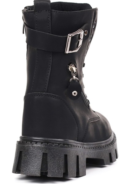 Kadın Siyah Postal Bot – Kalın Taban Fermuarlı Bağcıklı Tokalı Rahat Günlük Şık ve Dayanıklı indirimleri