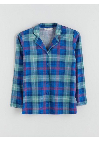 Yeni Sezon Gömlek Yaka Ekose Kadın Pijama Üst