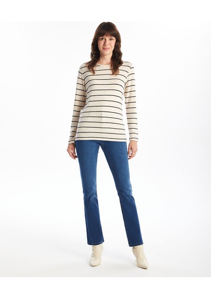 Yeni Sezon Bisiklet Yaka Çizgili Kadın Tişört modelleri