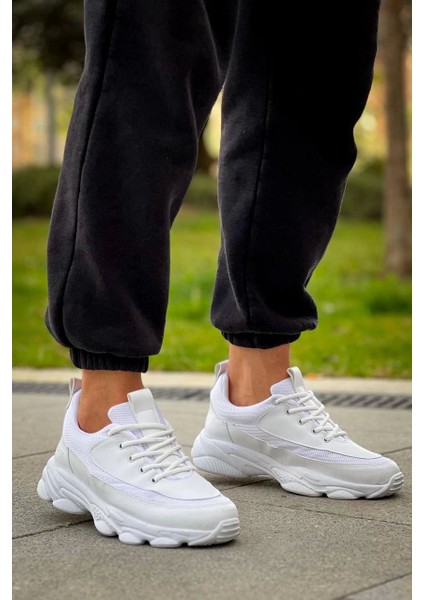 KB-707 Kuback Beyaz Cilt Yüksek Taban Bağcıklı Günlük Erkek Ayakkabı