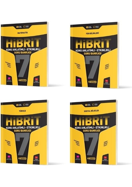 7.sınıf Hibrit Matematik+Fen+Türkçe+Sosyal Bilgiler Soru Bankası Seti