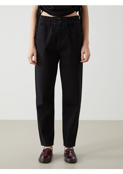 Yeni Sezon Beli Lastikli Slouchy Fit Kadın Jean Pantolon fiyatları