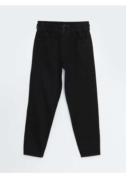 Yeni Sezon Beli Lastikli Slouchy Fit Kadın Jean Pantolon indirimleri