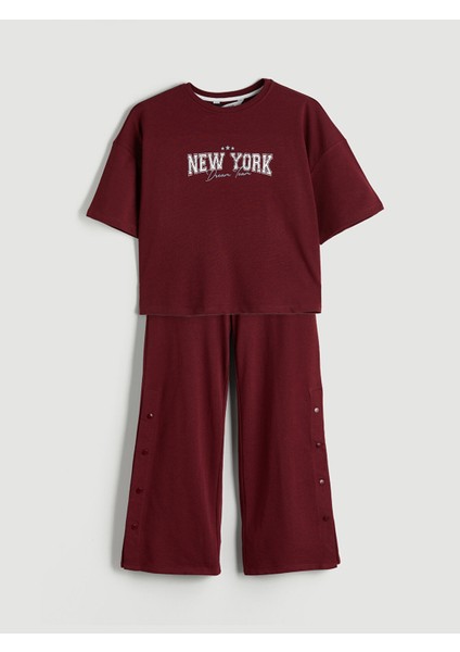 Yeni Sezon Bisiklet Yaka New York Baskılı Kadın Pijama Takımı indirimleri