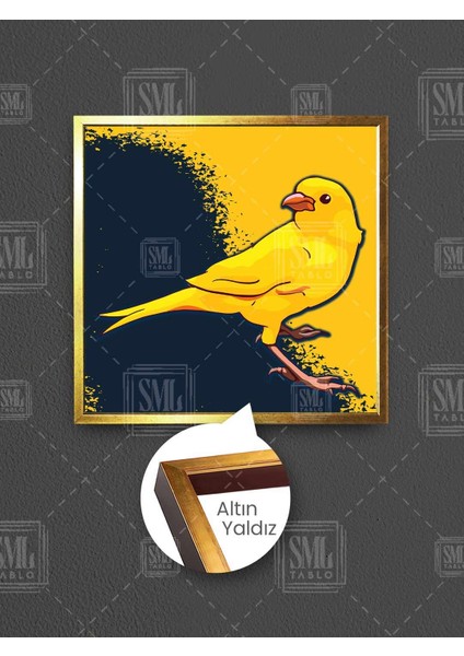 Kanarya Sarı Lavicert Fenerbahçe Posteri Çerçeveli Kare Kanvas Tablo