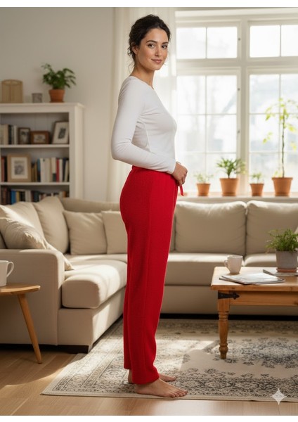 Kadın Kırmızı Polar Pijama Altı modelleri