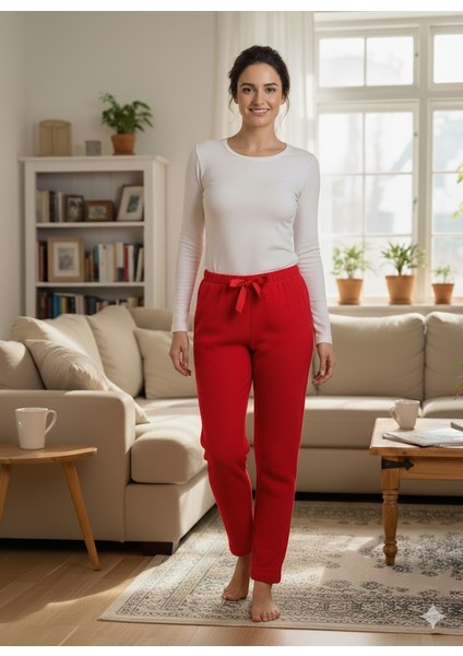 Kadın Kırmızı Polar Pijama Altı fırsatları