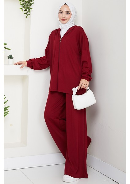Kapüşonlu Oysho Ikili Takım 1609 - Bordo