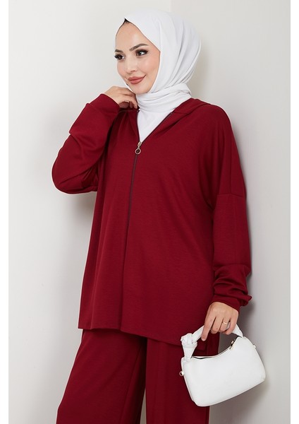 Kapüşonlu Oysho Ikili Takım 1609 - Bordo modelleri
