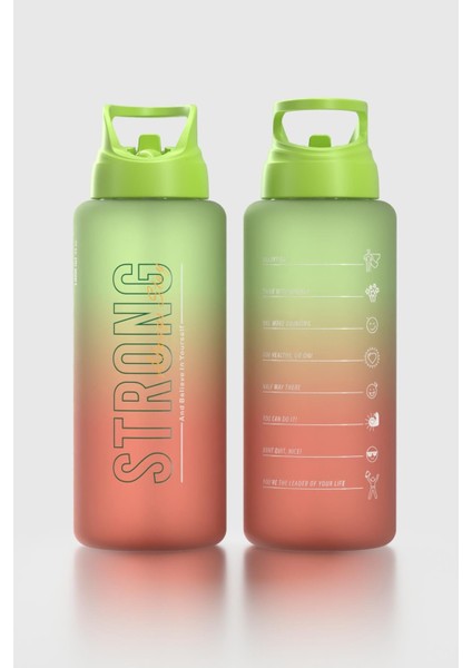 Moly Çift Renk Yazı Desenli 1000 ml Pipetli Mat Tritan Matara 912117 Yeşil-Turuncu fiyatları