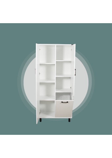 Çok Amaçlı & Tek Çamaşır Sepetli Banyo Dolabı