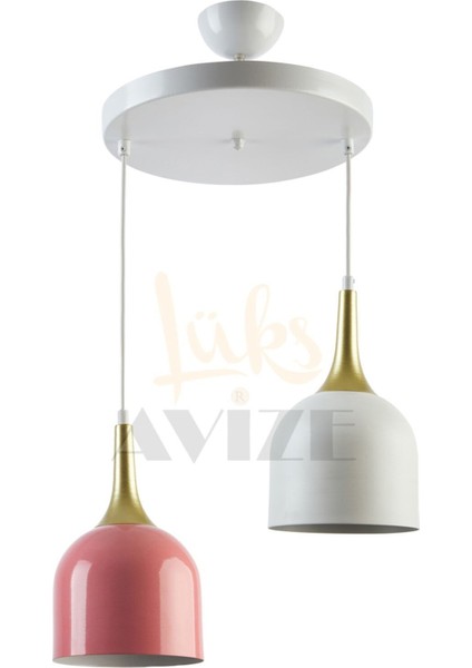 Modern Metal Sarkıt Avize, Pembe ve Beyaz Renk, Şık Mutfak ve Cafe Dekoru Için Ideal