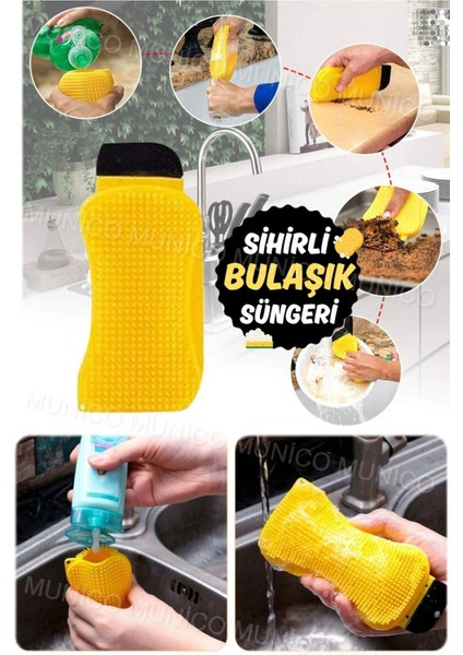 Çift Taraflı Silikon Bulaşık Süngeri, Dayanıklı ve Uzun Ömürlü Kullanım