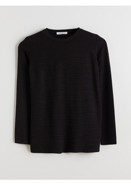 Yeni Sezon Bisiklet Yaka Çizgili Kadın Triko Kazak