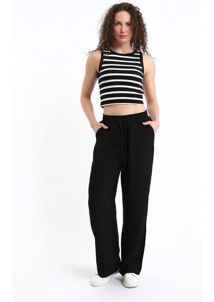 Yeni Sezon Beli Lastikli Havuç Kesim Kadın Pantolon