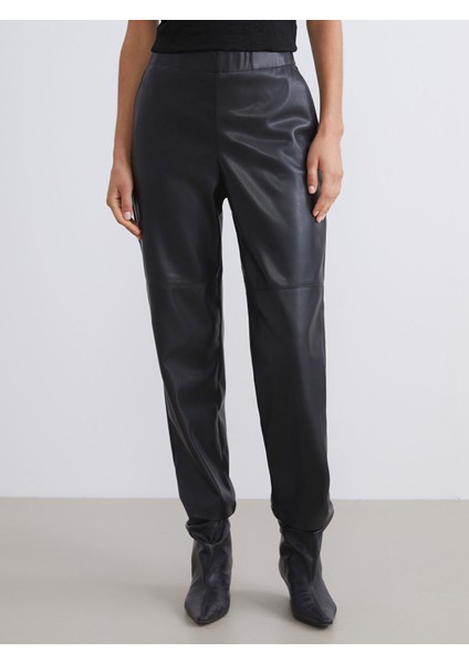 Yeni Sezon Beli Lastikli Kadın Deri Görünümlü Pantolon fiyatları