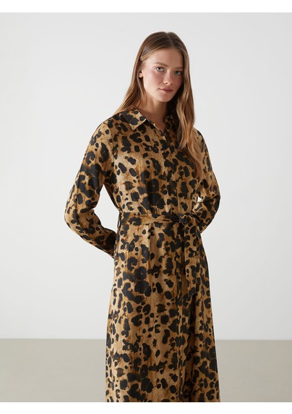 Yeni Sezon Leopar Desenli Kadın Gömlek Elbise fiyatları