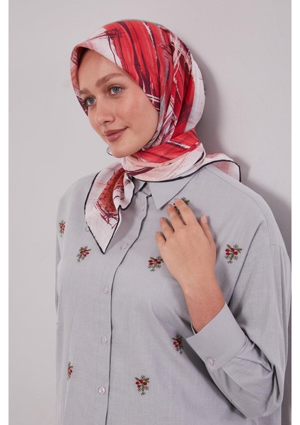 Siyah-Kırmızı Etnik Desen Pamuk Eşarp fiyatları