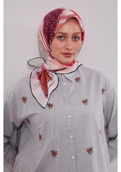 Siyah-Kırmızı Etnik Desen Pamuk Eşarp modelleri