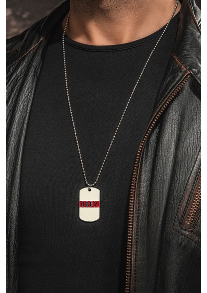 Urban Creed Obey Yazılı Çelik Erkek Kolye Parlak Top Zincir