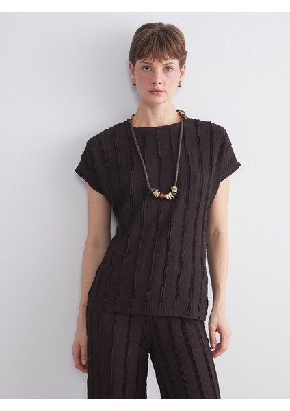 Yeni Sezon Bisiklet Yaka Dokulu Kadın Tişört