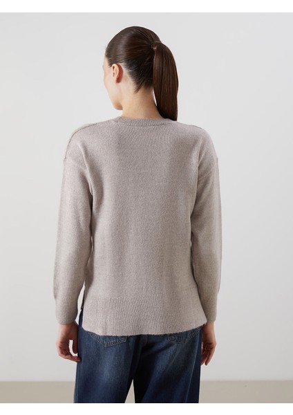 Yeni Sezon Bisiklet Yaka Kendinden Desenli Kadın Triko Kazak indirimleri