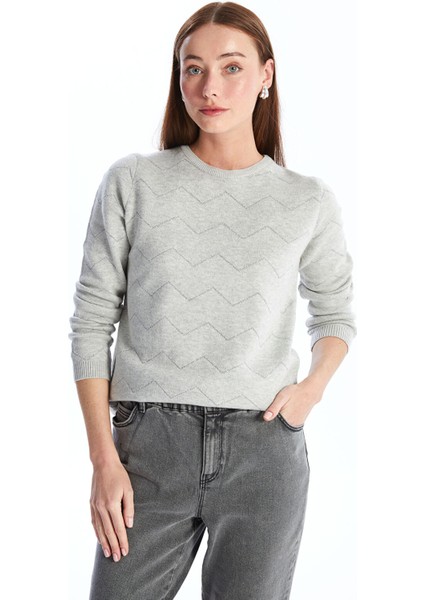 Yeni Sezon Bisiklet Yaka Desenli Kadın Triko Kazak