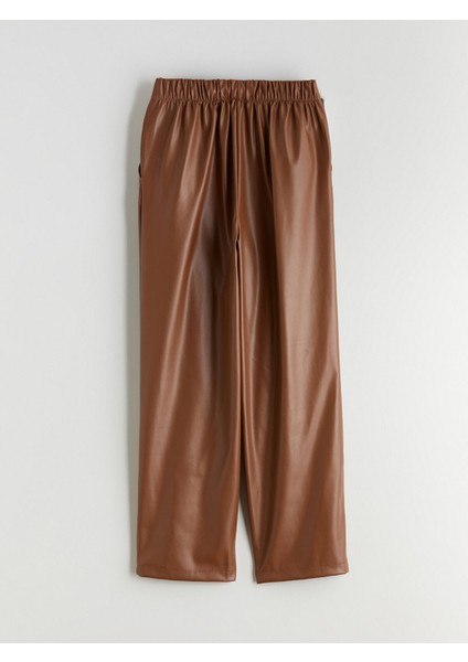 Yeni Sezon Beli Lastikli Kadın Deri Görünümlü Pantolon fiyatları