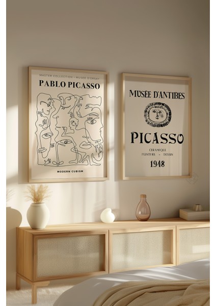 Picasso Minimal 2'li Ahşap Çerçeveli Poster, Tablo Seti No:25 modelleri