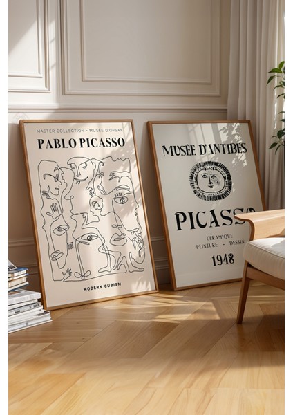 Picasso Minimal 2'li Ahşap Çerçeveli Poster, Tablo Seti No:25 fırsatları