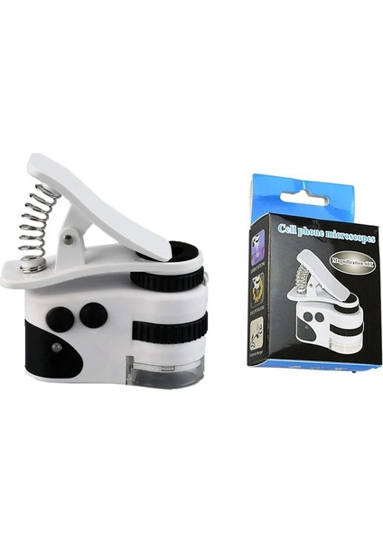 60X Mini Cep Telefonu Için Mandallı Mikroskop Uv Ledli Büyüteç Model AL2431