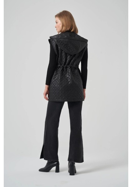 6022 Cep Kapakları Taş Işlemeli Yelek - Siyah fiyatları