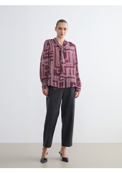 Yeni Sezon Beli Lastikli Kadın Deri Görünümlü Pantolon