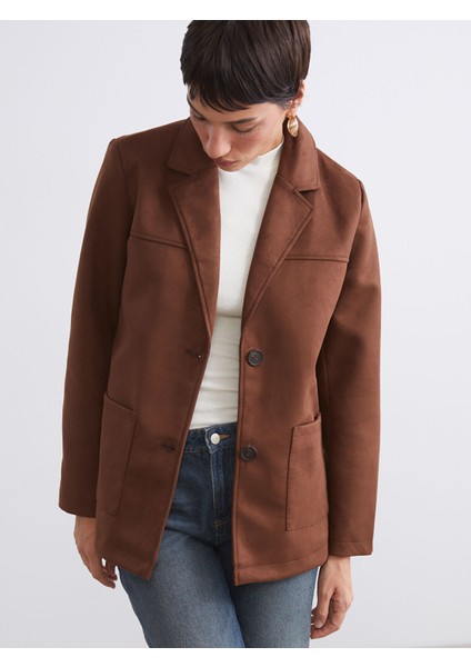 Yeni Sezon Süet Görünümlü Kadın Blazer Ceket