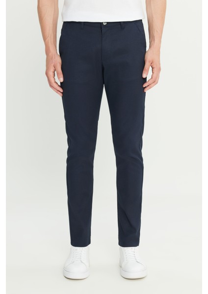 Pamuklu Slim Fit Dar Kesim Armürlü Yan Cepli Casual Pantolon