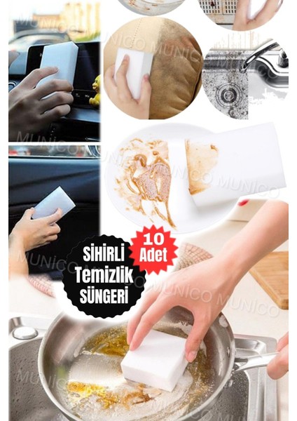 10 Adet Kireç ve Yağ Lekelerini Hızla Temizleyen Süper Emici Temizlik Süngeri