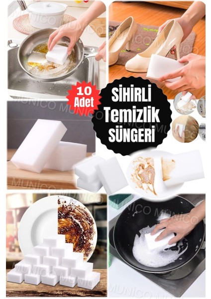 10 Adet Kireç ve Yağ Lekelerini Hızla Temizleyen Süper Emici Temizlik Süngeri