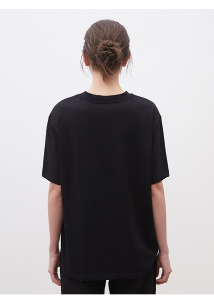 Yeni Sezon Bisiklet Yaka Baskılı Oversize Kadın Tişört fırsatları