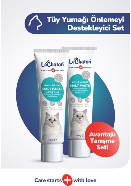 Kedi Tüy Yumağı Önleyici Malt Kedi Tüyü Döküm Dökülmesi Önleyici Engelleyici Kedi Maltı Macunu 2X100GR