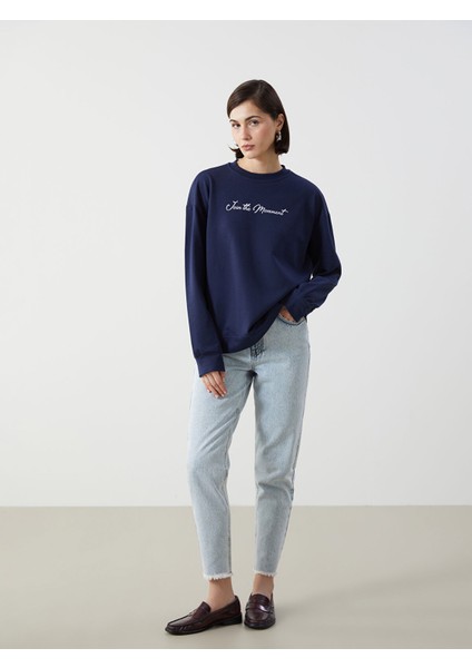 Yeni Sezon Bisiklet Yaka Baskılı Kadın Sweatshirt fiyatları