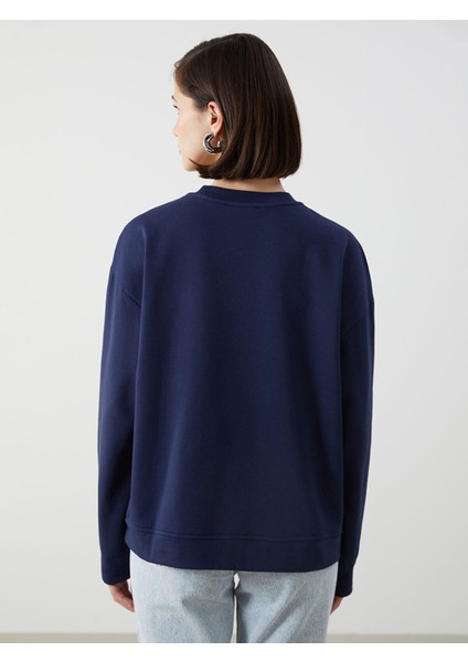 Yeni Sezon Bisiklet Yaka Baskılı Kadın Sweatshirt fırsatları