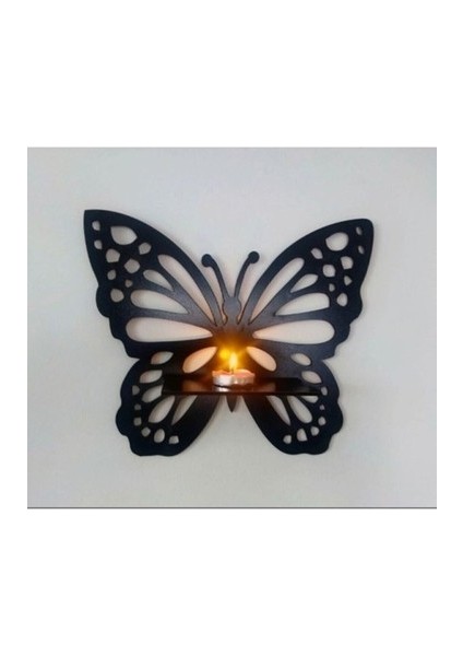 Dekoratif Kelebek Duvar Rafı Siyah