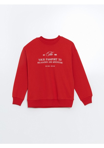 Yeni Sezon Bisiklet Yaka Baskılı Kadın Sweatshirt indirimleri