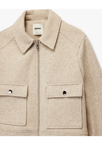 Cepli Uzun Kollu Fermuarlı Crop Kaşe Mont modelleri