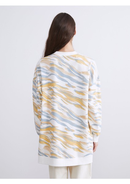 Yeni Sezon Bisiklet Yaka Desenli Kadın Sweatshirt Tunik fırsatları